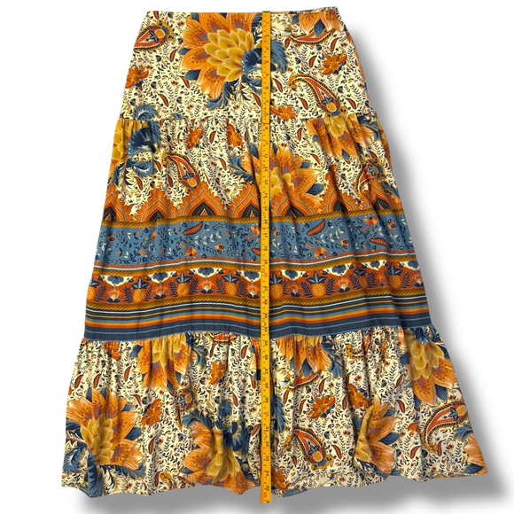 Farm Rio Bambina Maxi Skirt Floral Tiered Boho Viscose Cottagecore Festival Skir - Picture 8 of 14